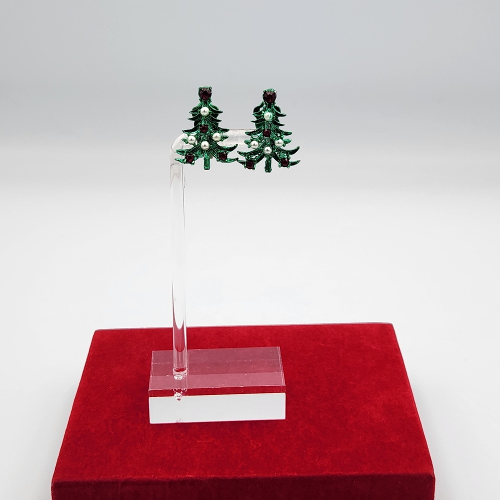 Vintage Green Christmas Tree Earrings